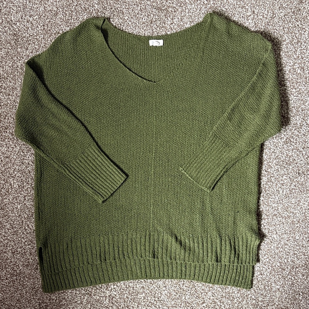 green sweater